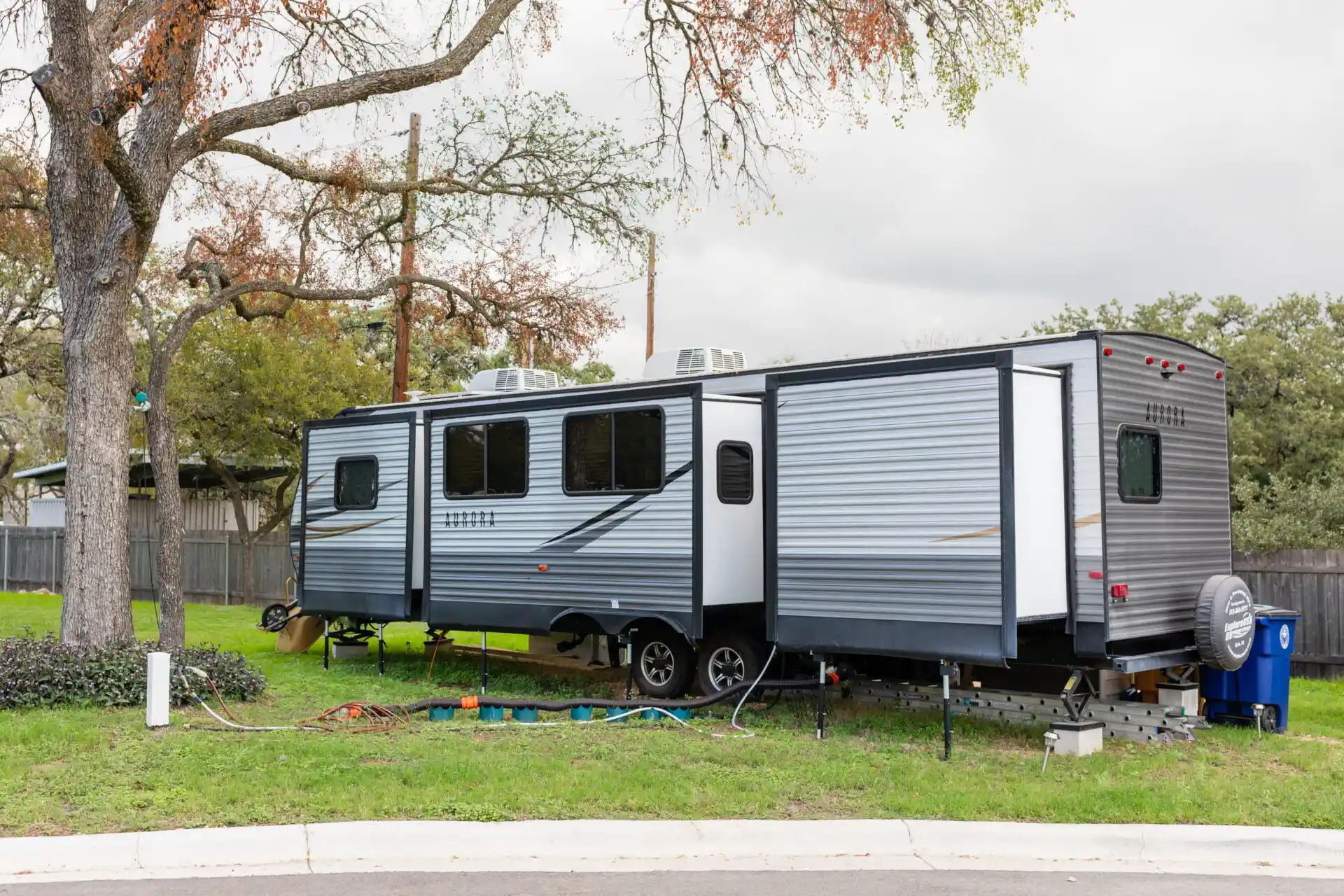 View of a moving house at a park